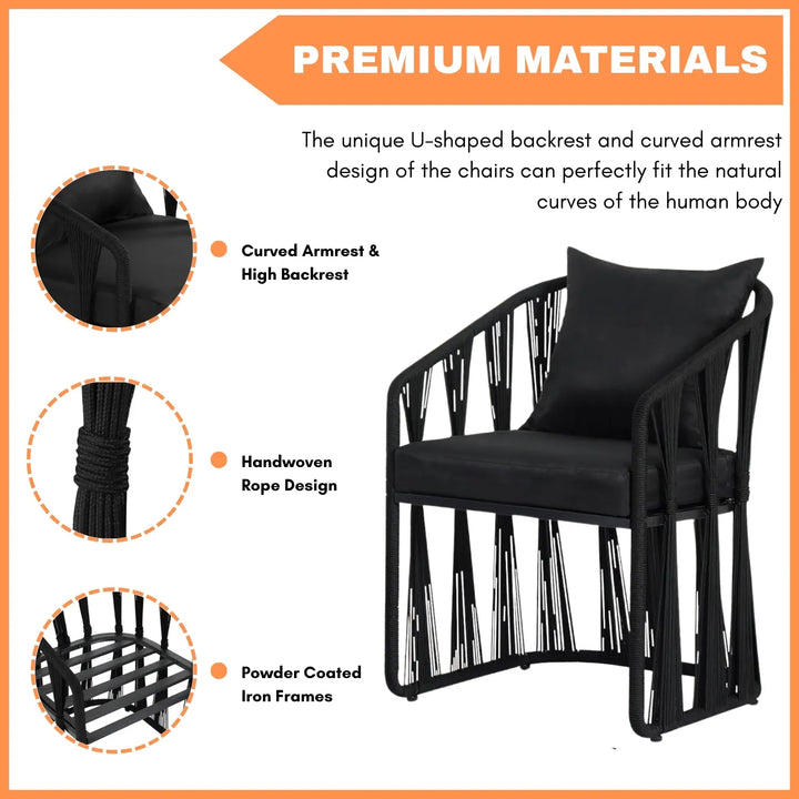 Greer Outdoor Rope 3-Piece Patio Set