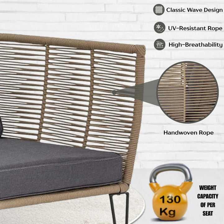 Prisha 1-Piece Outdoor Rope Loveseat Sofa