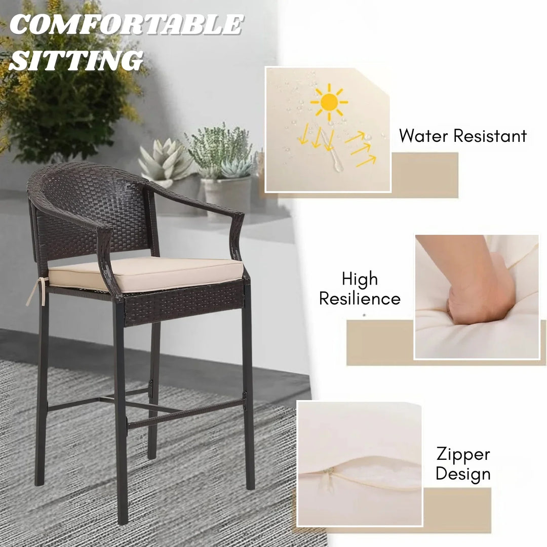 Celestina Outdoor Rattan Wicker Bar Set with Round Table