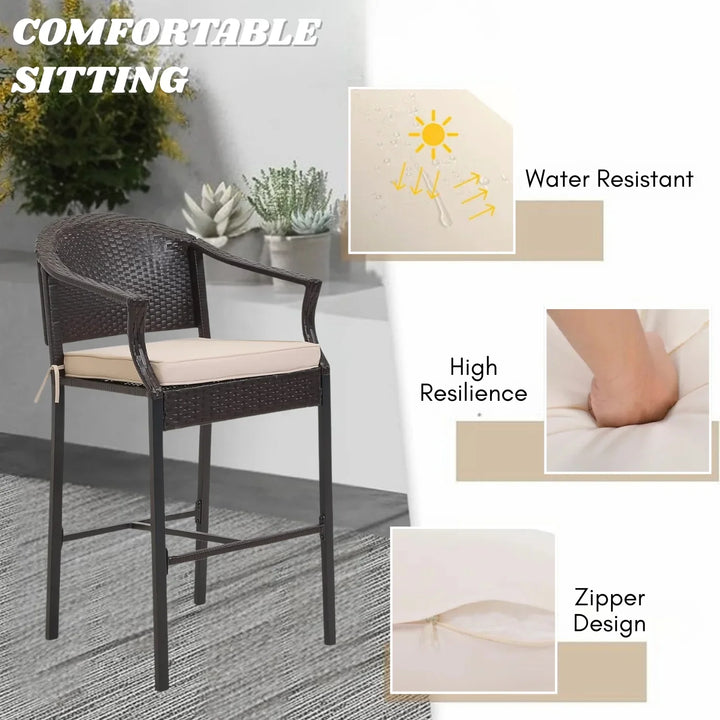 Celestina Outdoor Rattan Wicker Bar Set with Round Table