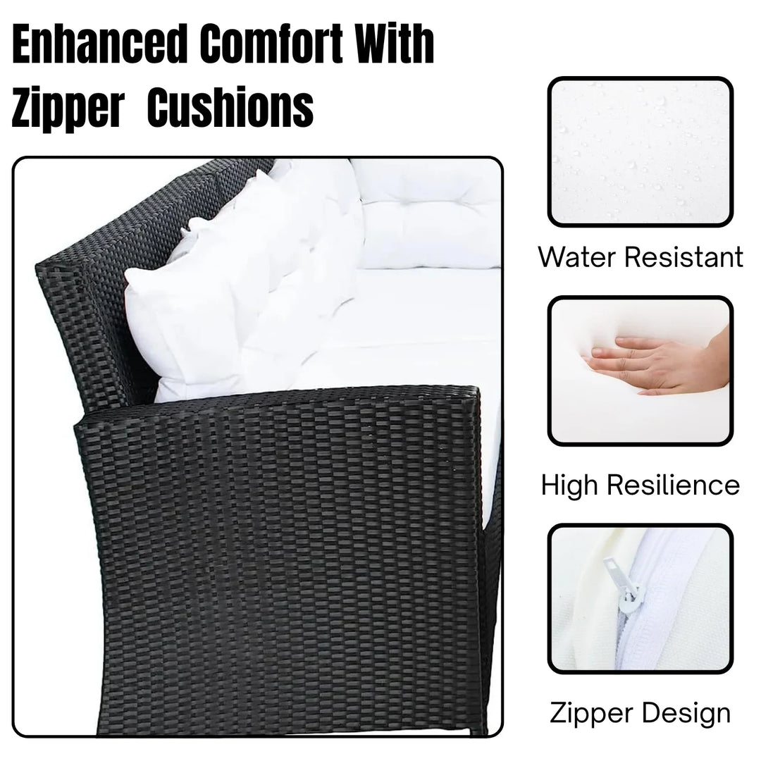 Agnieszka 5-Piece Wicker Patio Conversation Set (Black/White)