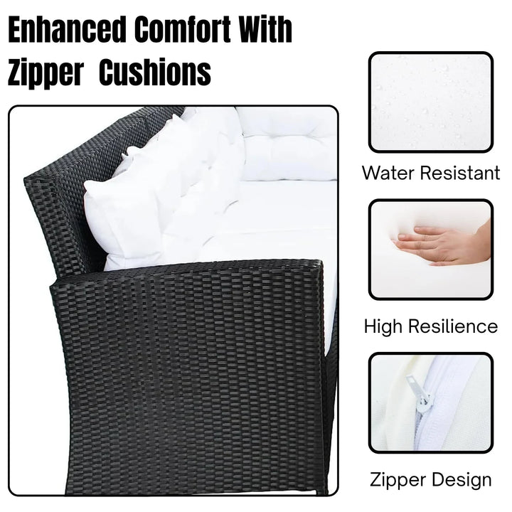 Agnieszka 5-Piece Wicker Patio Conversation Set (Black/White)