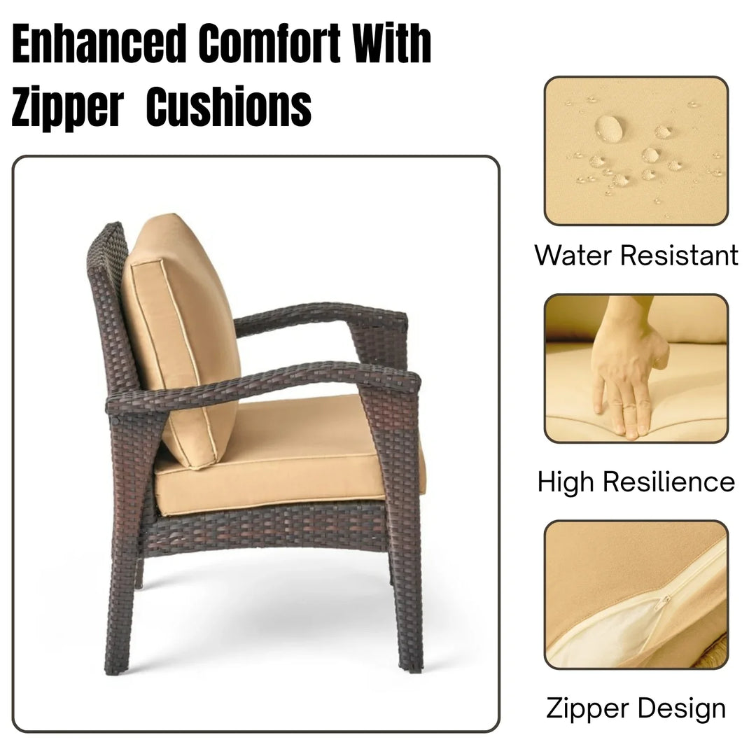 Yoko Brown 8 Seater Outdoor Wicker Conversation Set