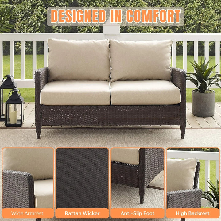 Esmeray Outdoor Wicker Single Seater Loveseat Sofa