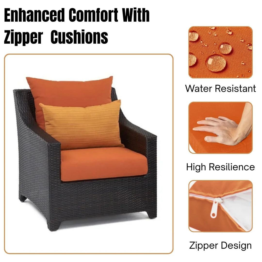 Yordanos All Weather Outdoor Wicker Garden L-Shape Sectional Conversation Set