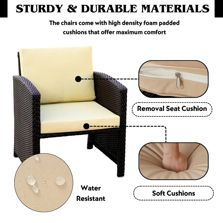 Zeenat Outdoor 5 Piece Patio Wicker All Weather Sectional Furniture Set