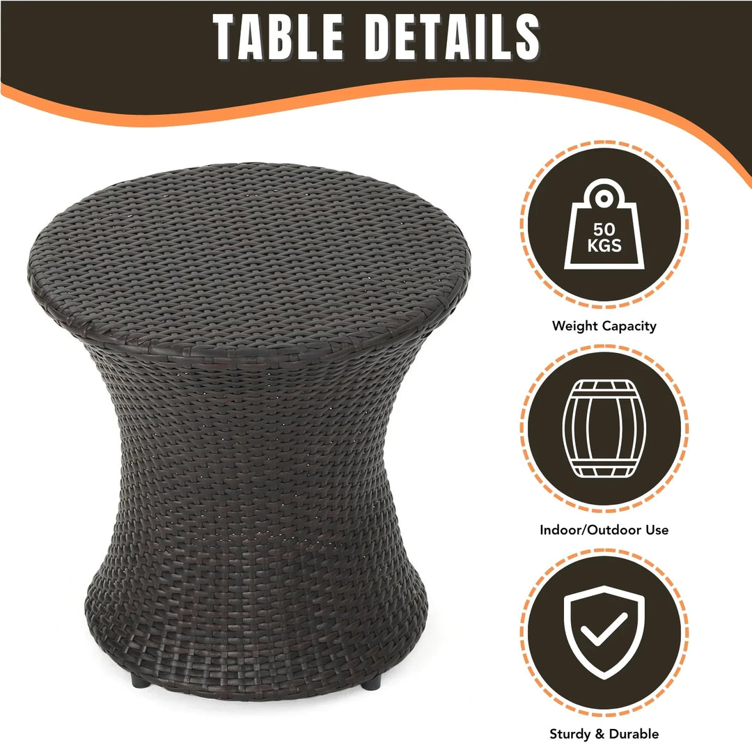 Faustine Outdoor Wicker Round Patio End Table