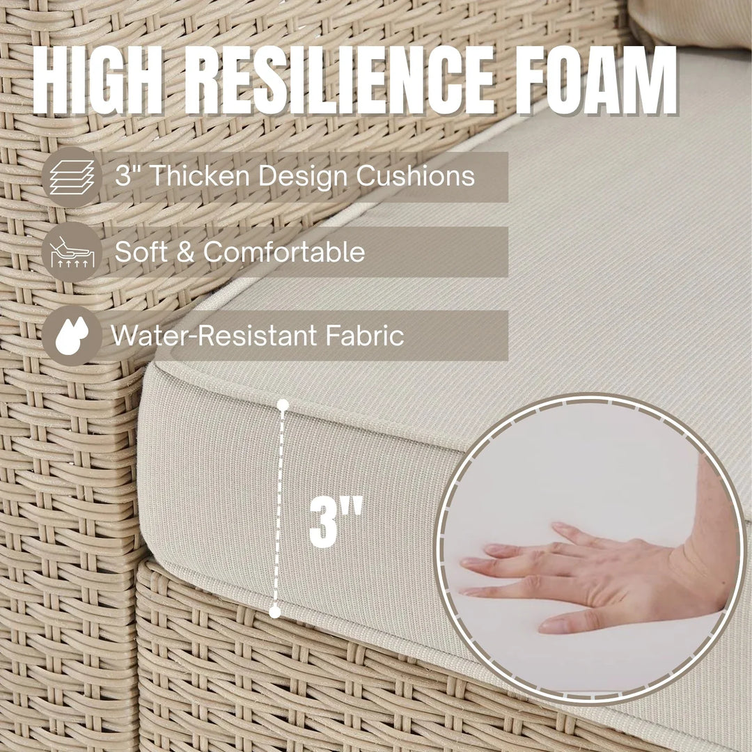 Yue 3-Seater Outdoor Rattan Wicker Patio Sofa