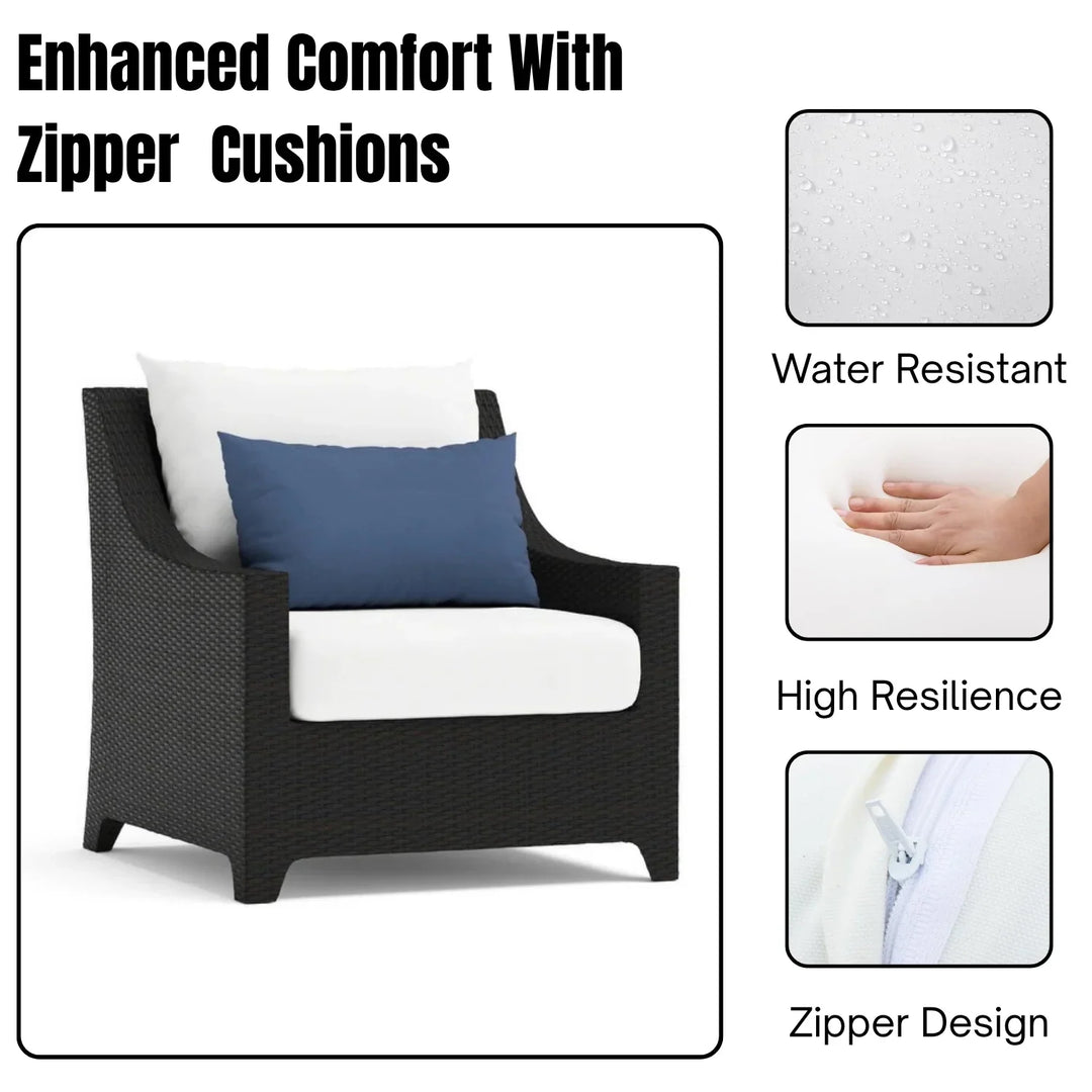 Saba All Weather Outdoor Wicker Garden L-Shape Sectional Conversation Set