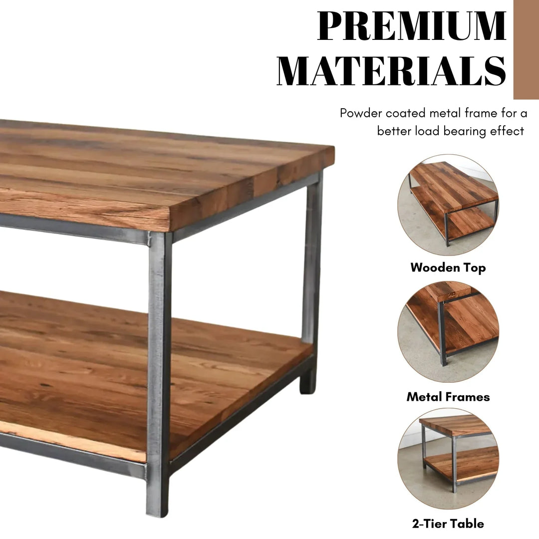 Isla Laila 2-Tier Natural Wood Top Center Table