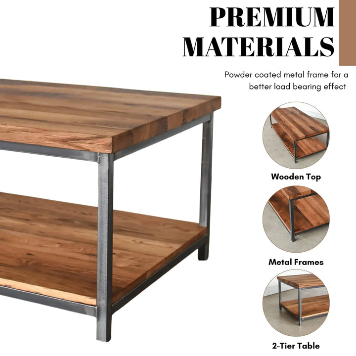 Isla Laila 2-Tier Natural Wood Top Center Table