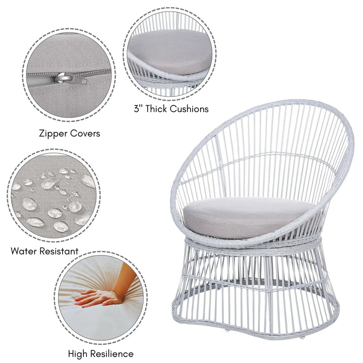 Liora Outdoor Rope Patio Set with Glass Top Table