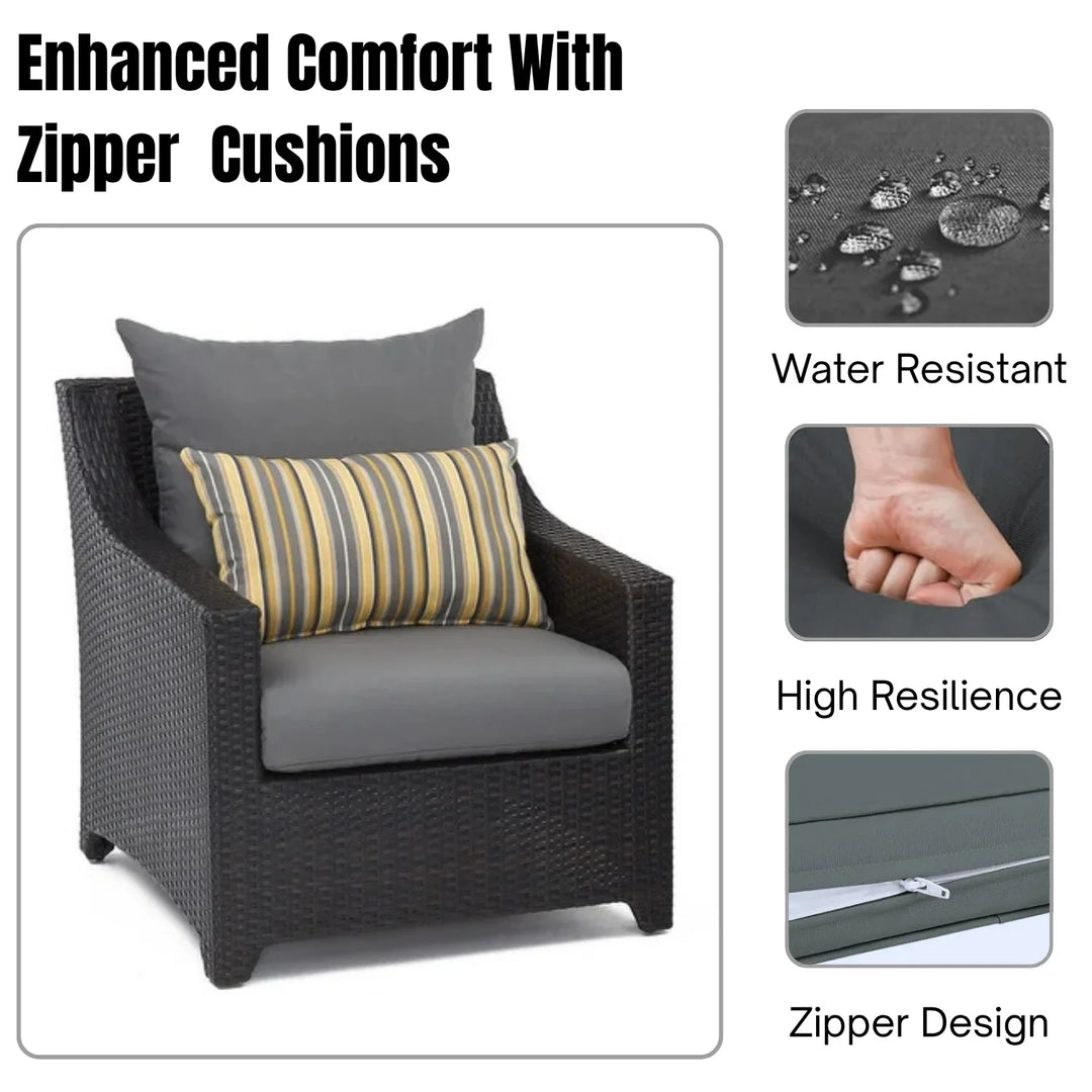 Dahabo All Weather Outdoor Wicker Garden L-Shape Sectional Conversation Set