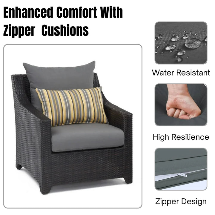 Dahabo All Weather Outdoor Wicker Garden L-Shape Sectional Conversation Set