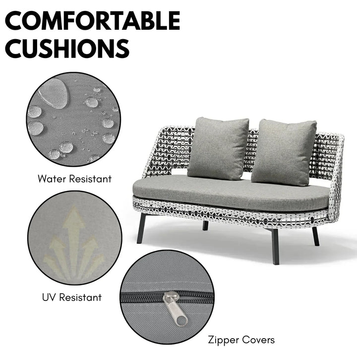 Lujayn Outdoor Double Tone Rattan Wicker  Sofa Set