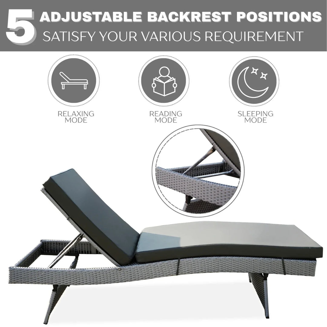 Emaan Outdoor All-Weather Wicker Lounger with Cushions