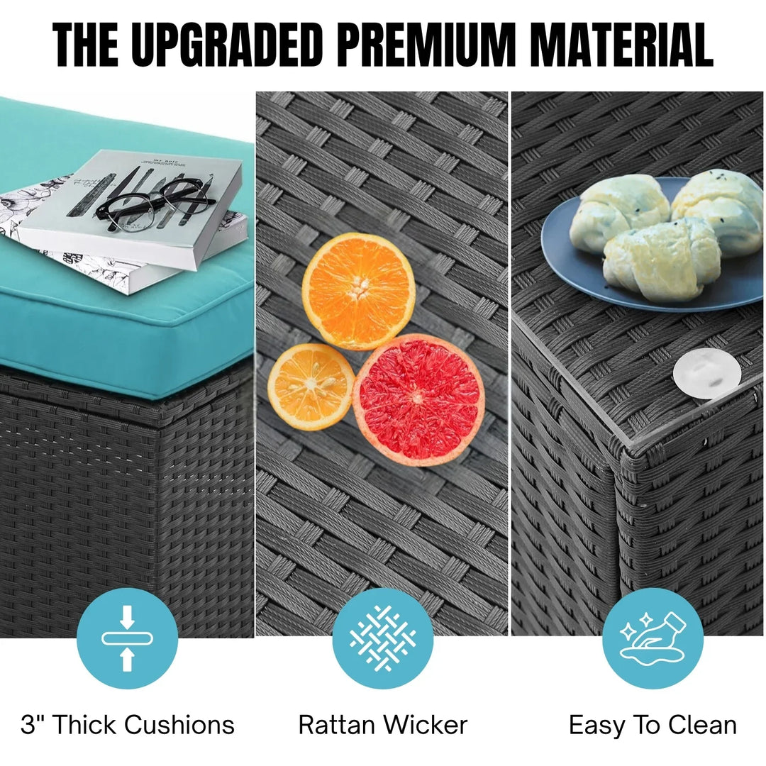 Vesna 6-Piece Outdoor Conversation Set (Black/Sky-Blue)