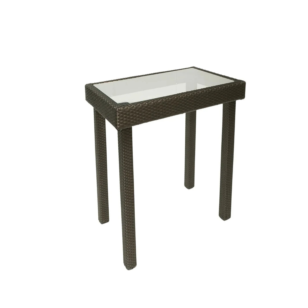 Verena Outdoor Rattan Wicker Bar Glass Top Table