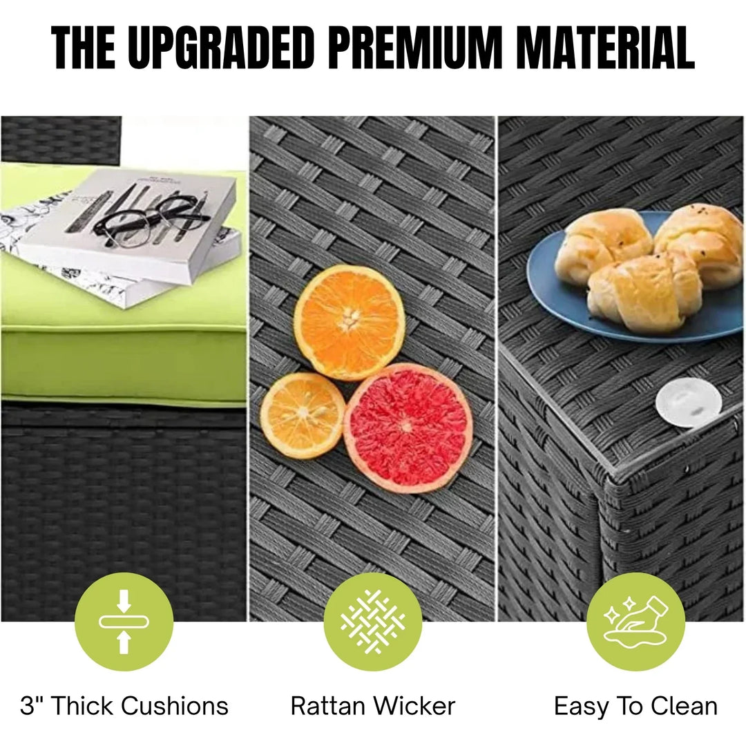 Clementine 6-Piece Outdoor Conversation Set (Black/Green)