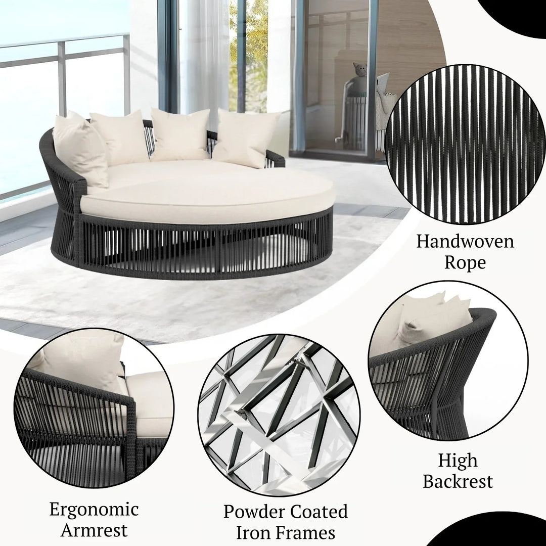 Outdoor Round Rope Daybed Sofa – Unique Design for Poolside