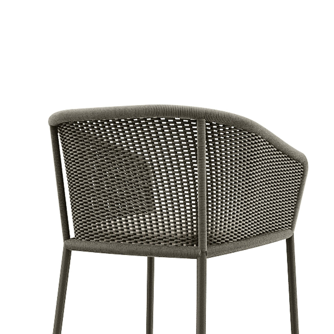 Cerci Outdoor Patio Bar Chair 2 Chairs For Balcony Braided & Rope (Grey)