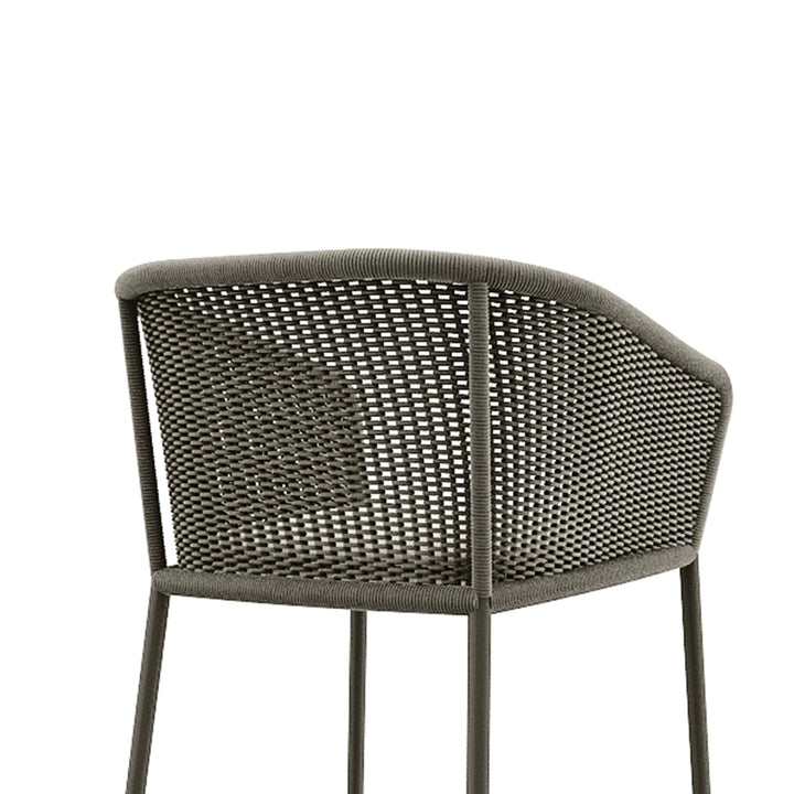 Cerci Outdoor Patio Bar Chair 2 Chairs For Balcony Braided & Rope (Grey)