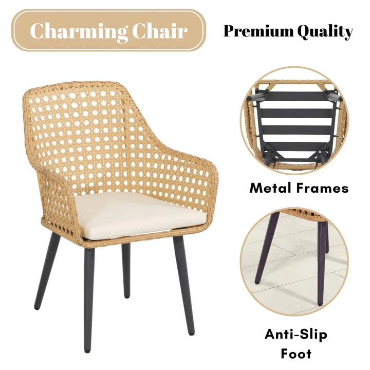Shreya 2-Piece Outdoor Rattan Wicker Patio Dining Chairs