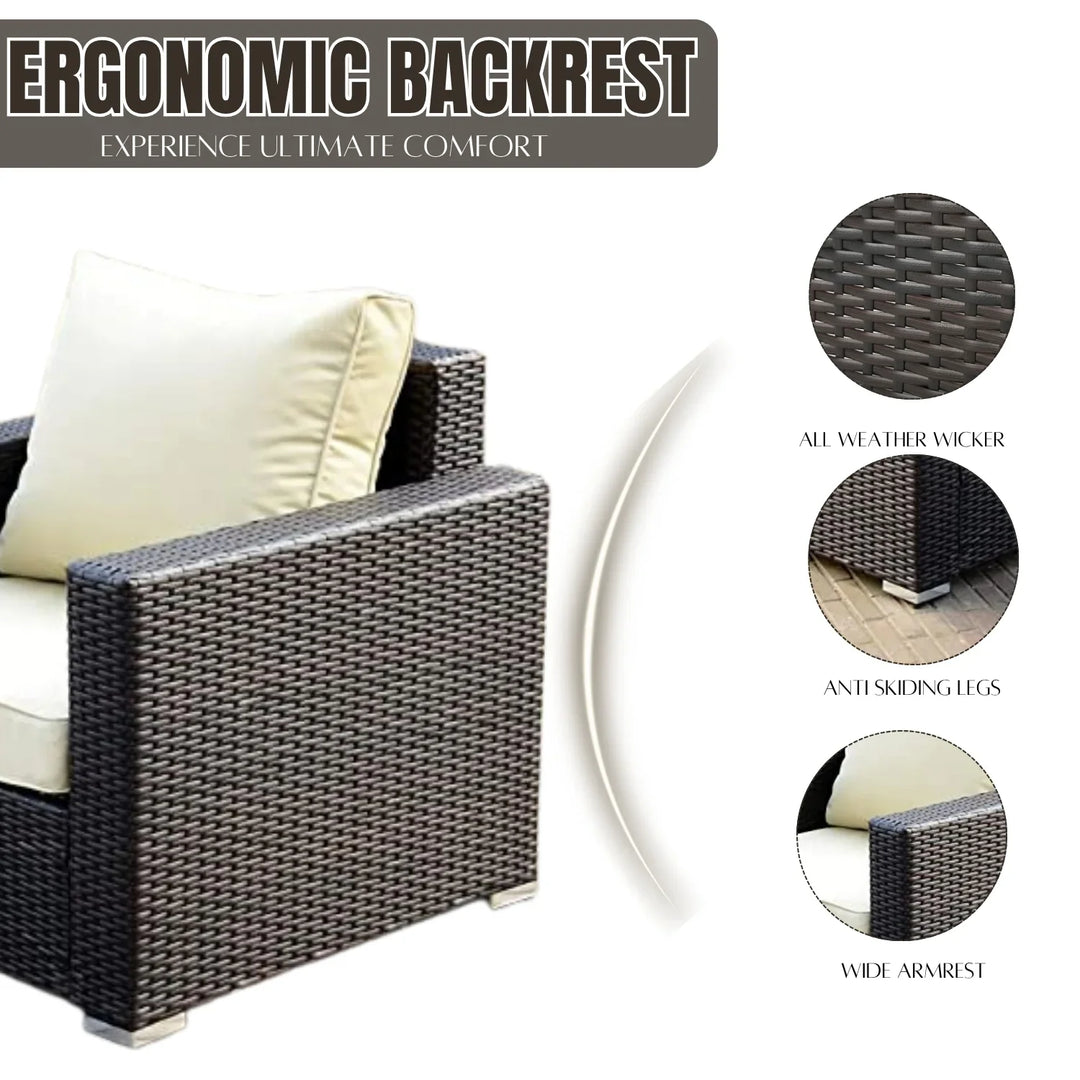 Yashvi 1-Piece Outdoor Wicker Single Seater Sofa