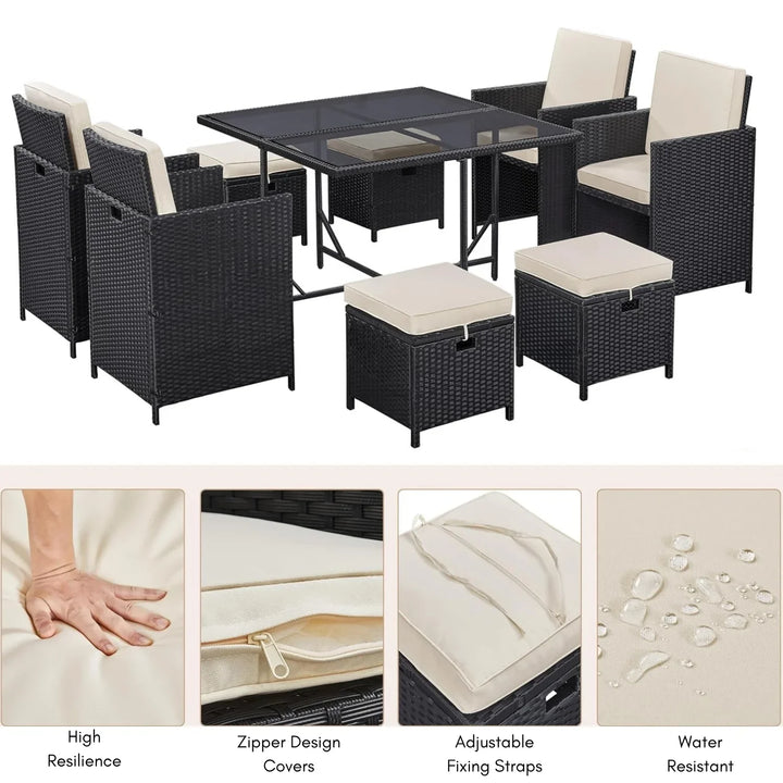 Tavisha 9-Piece Outdoor Patio Rattan Dining Set