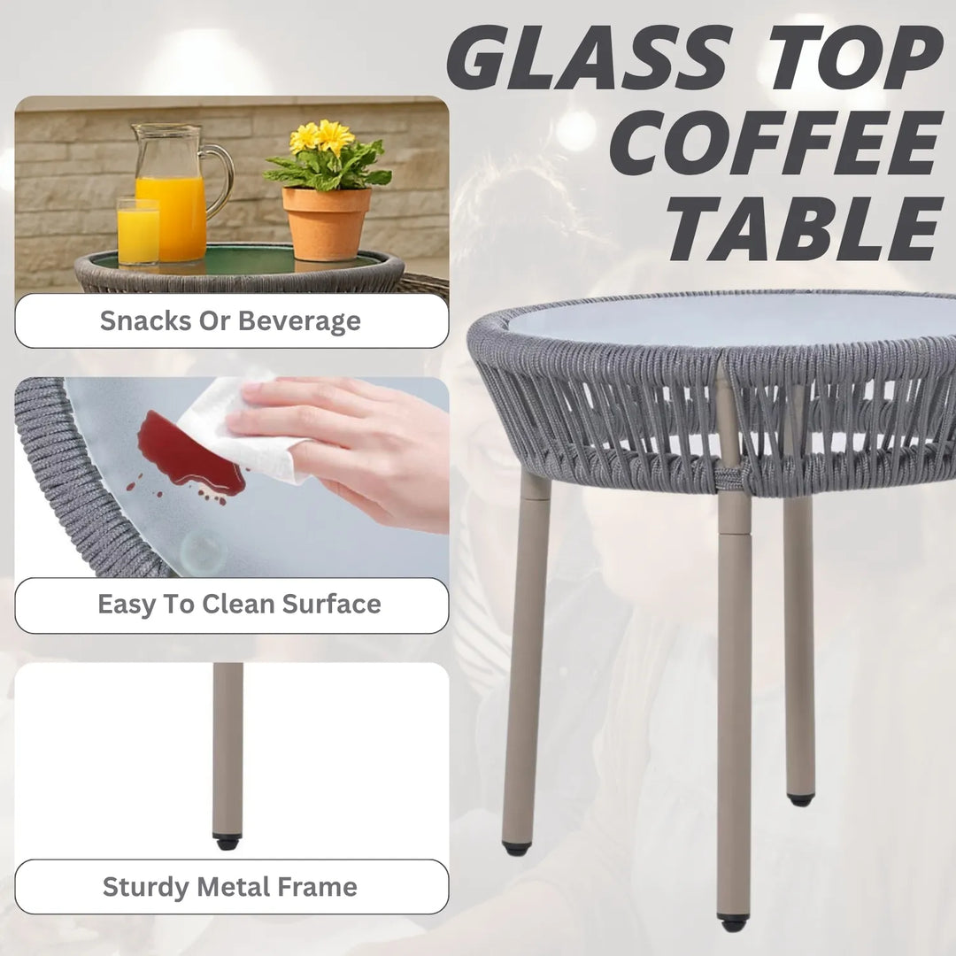 Ruqayyah 3-Piece Rope Patio Set - Perfect for Outdoor