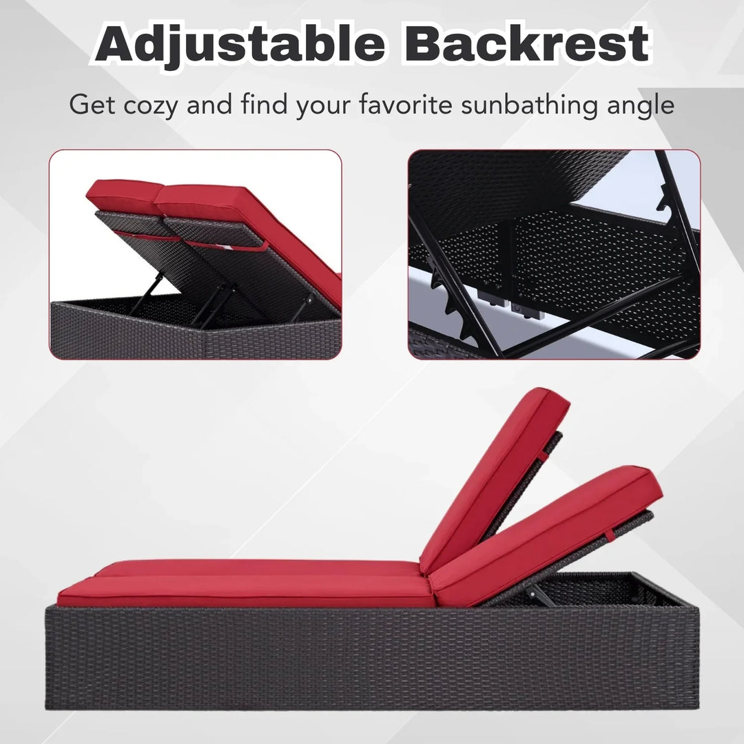 Akshara Outdoor All-Weather Rattan Wicker Chaise Lounge Chair Set of 2