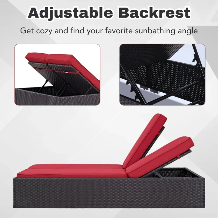 Akshara Outdoor All-Weather Rattan Wicker Chaise Lounge Chair Set of 2