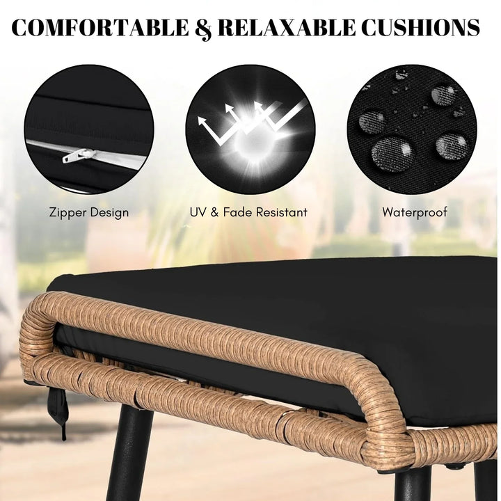 Jivanshi Set of 2 Wicker Ottomans, Multipurpose Outdoor Furniture