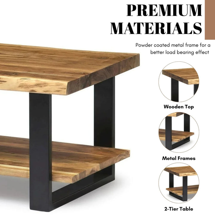 Samira 2-Tier Natural Wood Top Center Table