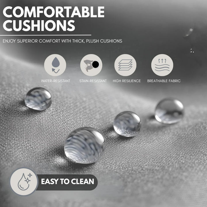 Monroe Outdoor Rope 4-Piece Patio Sofa Set with Glass Top Table (Beige & Dark Grey)