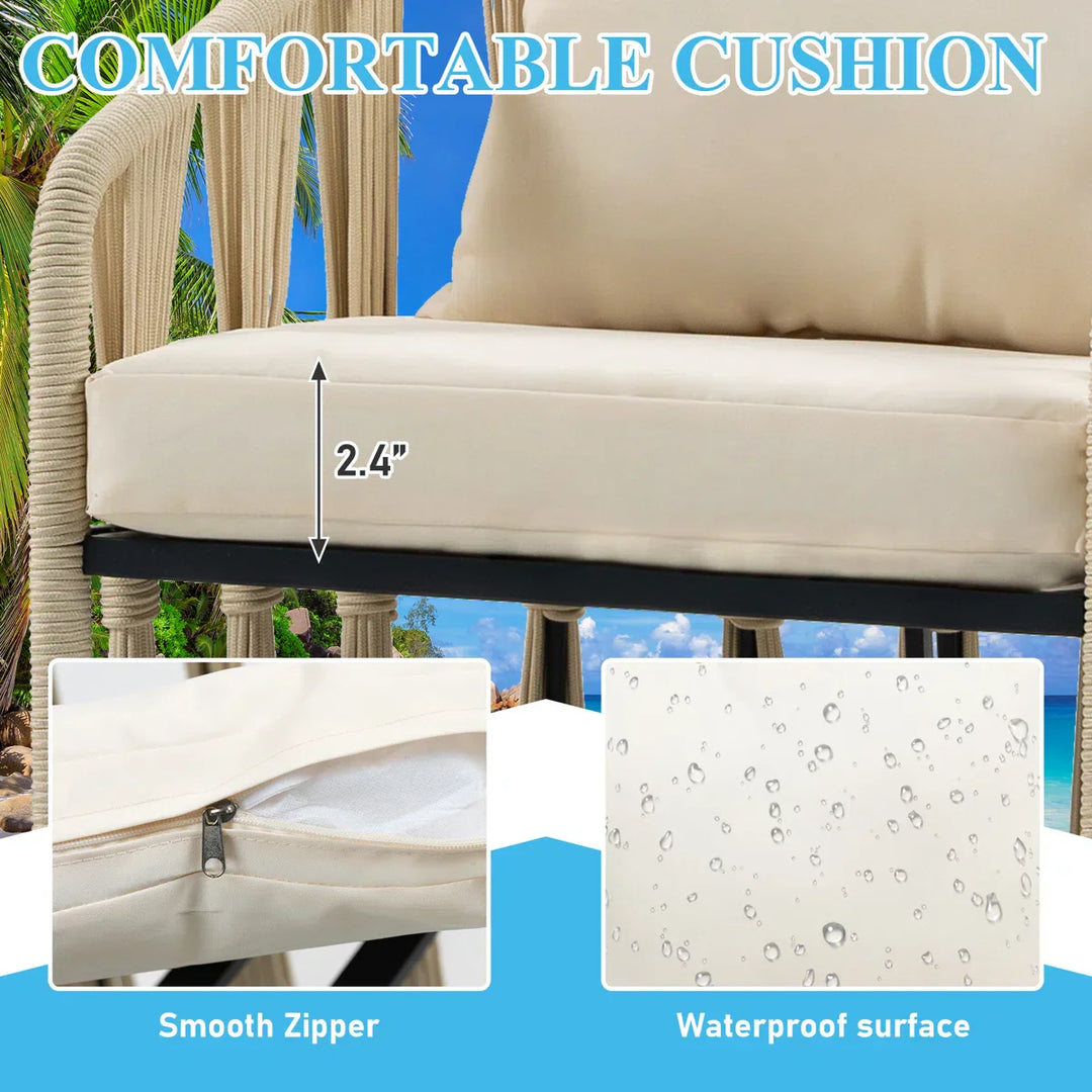 Varqo Outdoor Patio Seating Set 2 Chairs and 1 Table Set Braided & Rope