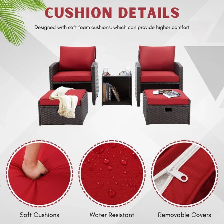 Calliope 5 Piece Outdoor Patio Wicker Furniture Set