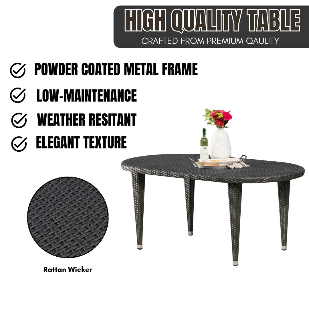 Penda Outdoor Rattan Wicker Round Patio Table (Black)