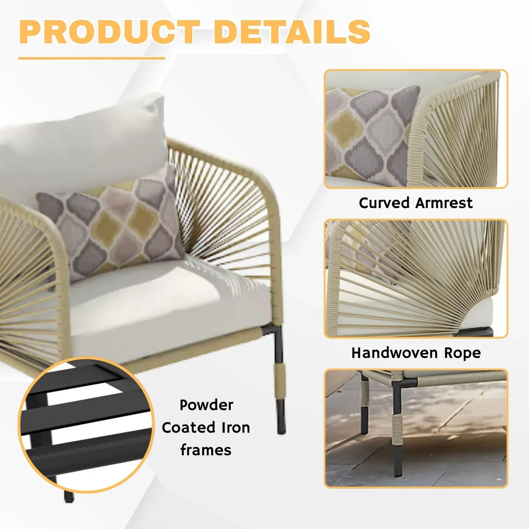 Taylor 3 Piece Garden Outdoor Rope Patio Set