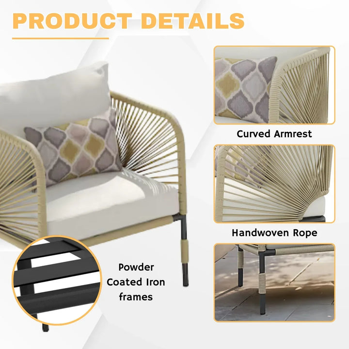 Taylor 3 Piece Garden Outdoor Rope Patio Set