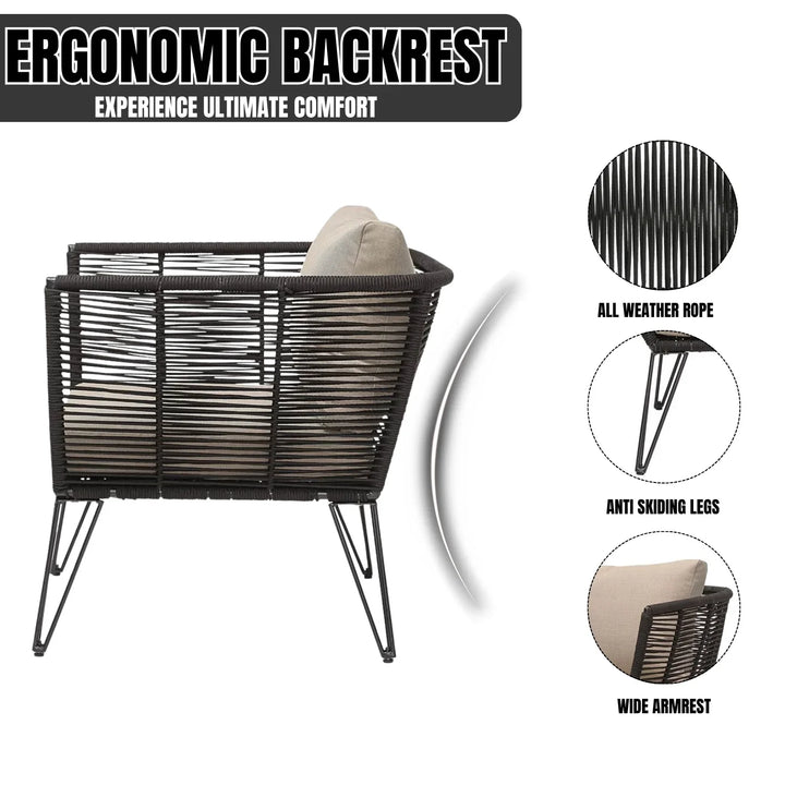 Ayan Outdoor Rope 1 Piece Patio Single Seater Sofa