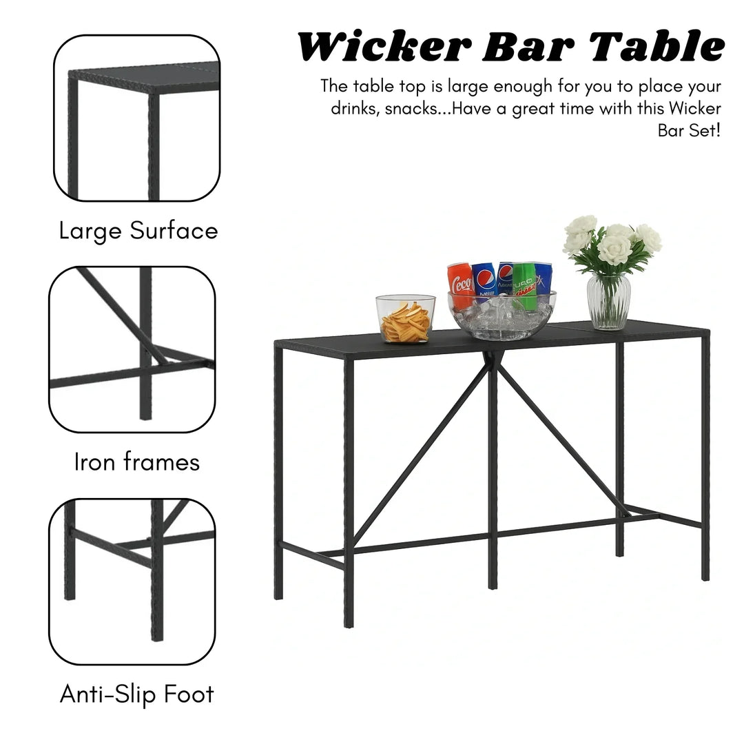 Lupe 7-Piece Outdoor Rattan Wicker Bar Set with Glass Top Table