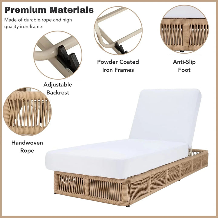 Qamar Outdoor All-Weather Rope Lounger with Cushions