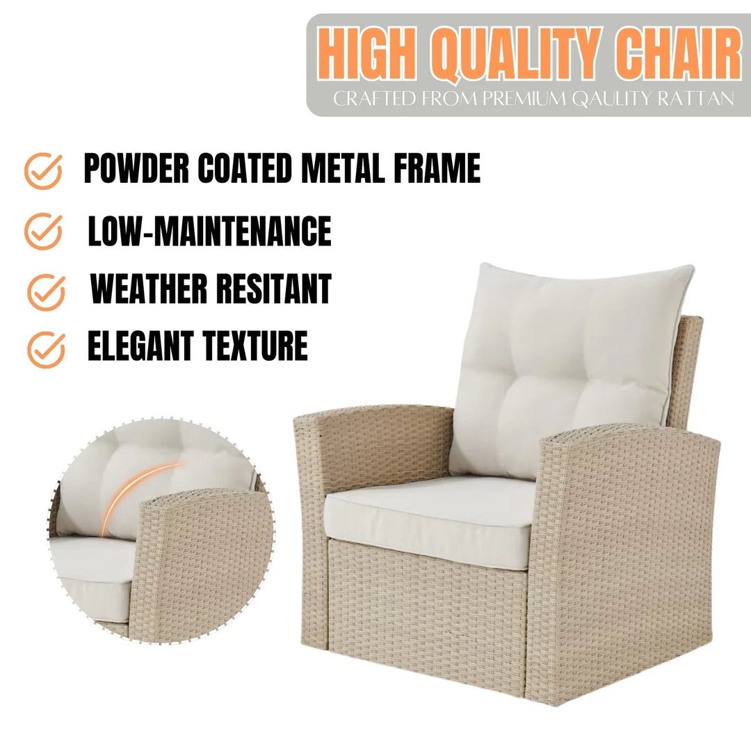 Hajar Outdoor All-Weather Wicker Single Seater Sofa