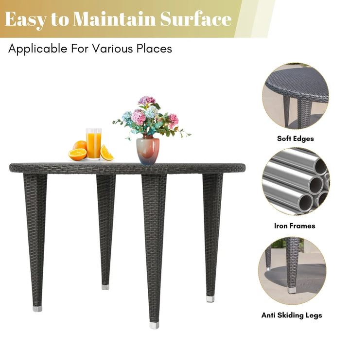 Adeela Outdoor All-Weather Resistant Rattan Wicker 5-Piece Dining Set