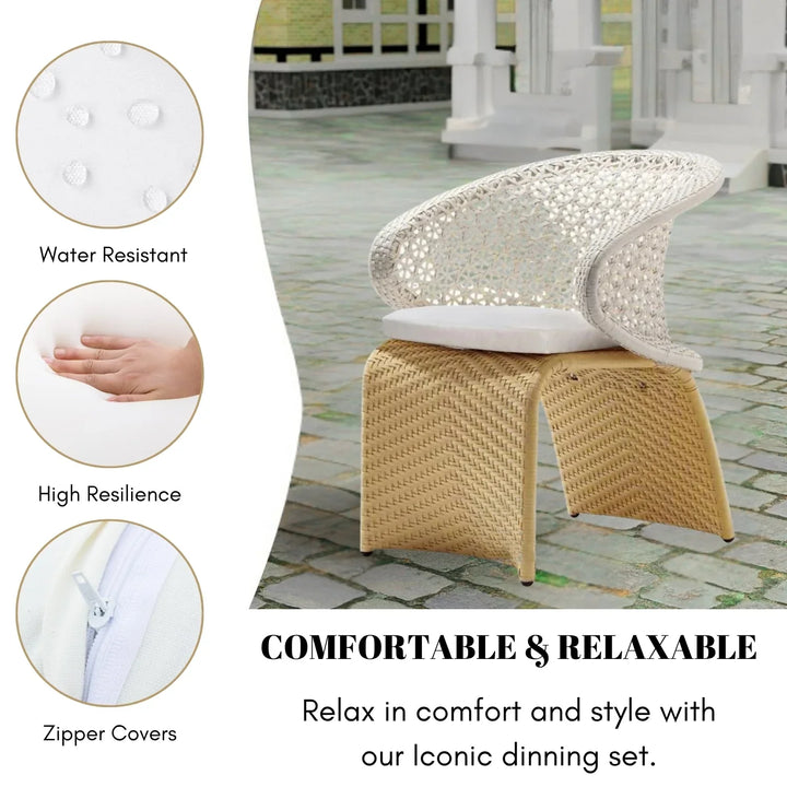 Zola 7 Pieces Outdoor Wicker Dining Set with Double Tone Armchairs