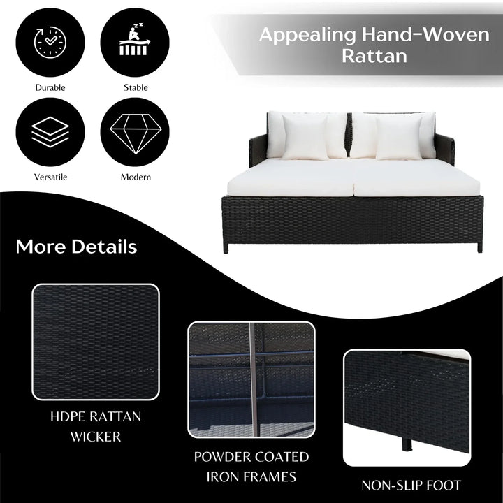 Katinka Outdoor Patio Double Seater Daybed For Garden, Poolside