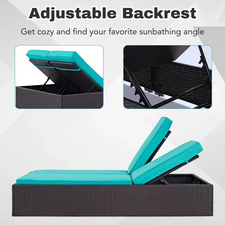 Yuthika Outdoor All-Weather Rattan Wicker Chaise Lounge Chair Set of 2