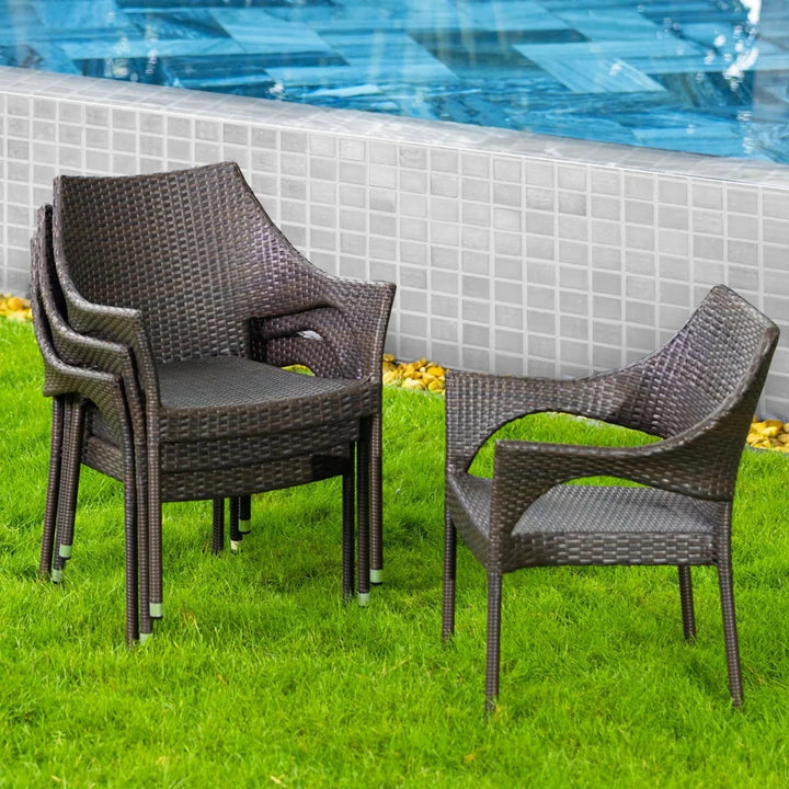 Mariama Outdoor Rattan Wicker Patio Dining Chairs