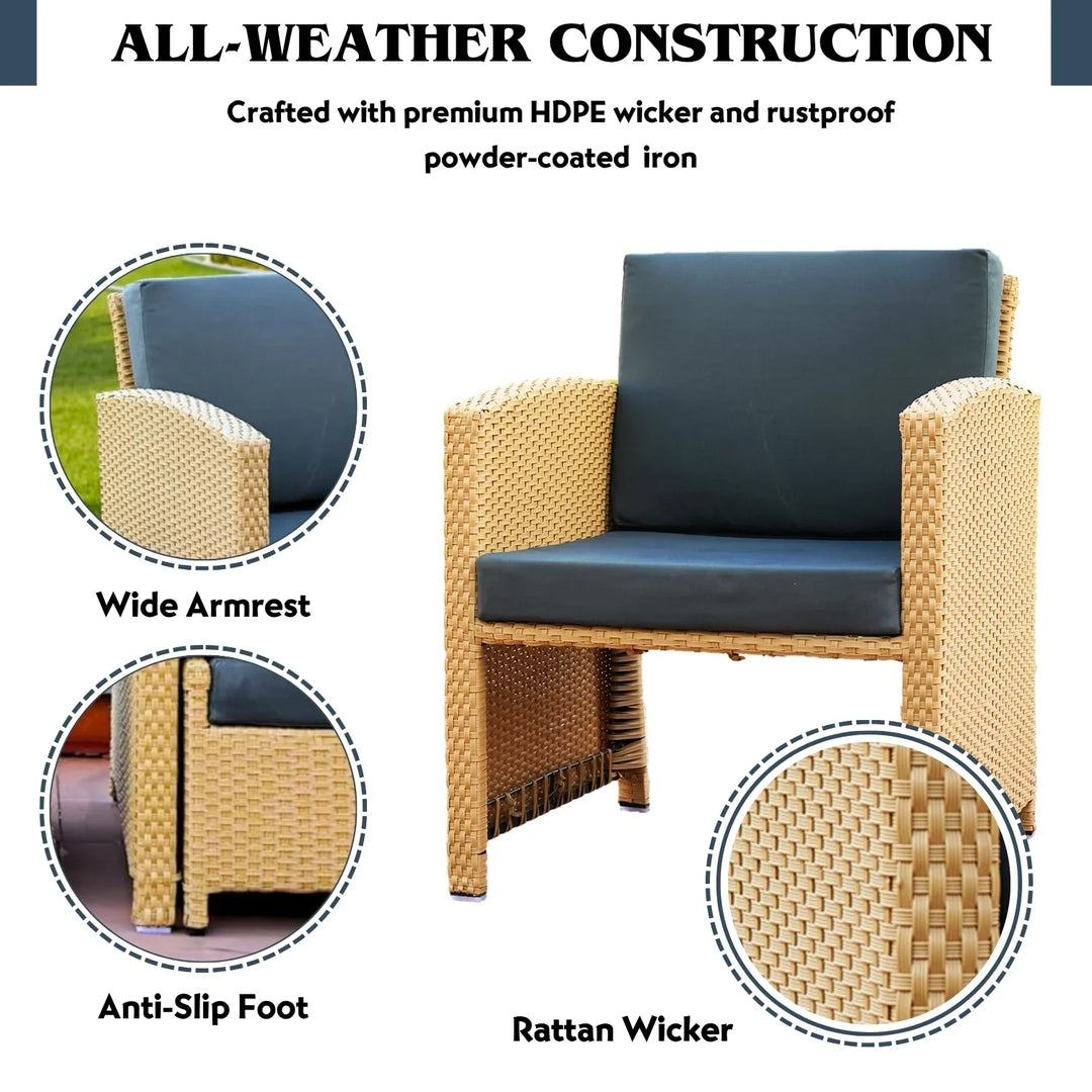 Dhanvi Outdoor 5 Piece Patio Wicker All Weather Sectional Furniture Set